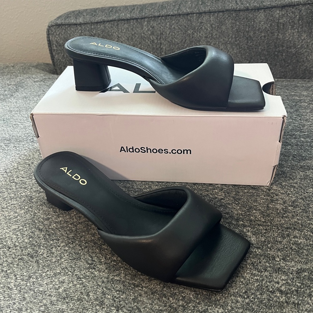 Aldo black heel slip on shoe - size 6.5
